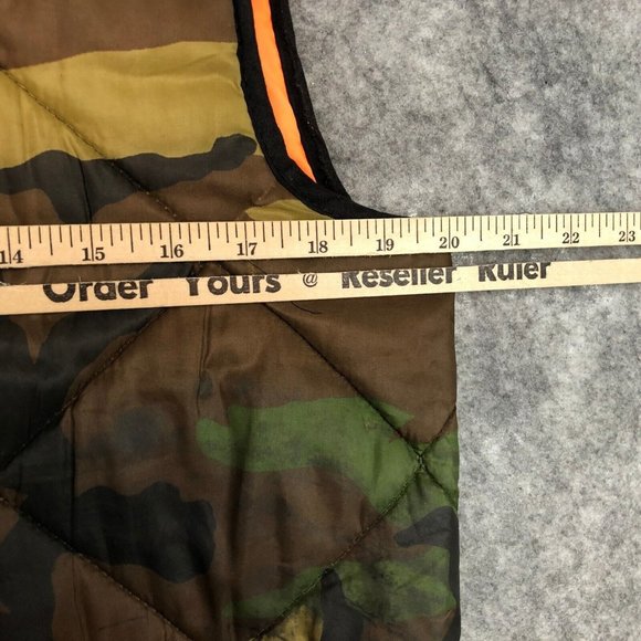 Hunting Vest M/L Boys Camo Quilted Insulated Pockets Reversible Safety Orange - Picture 9 of 11